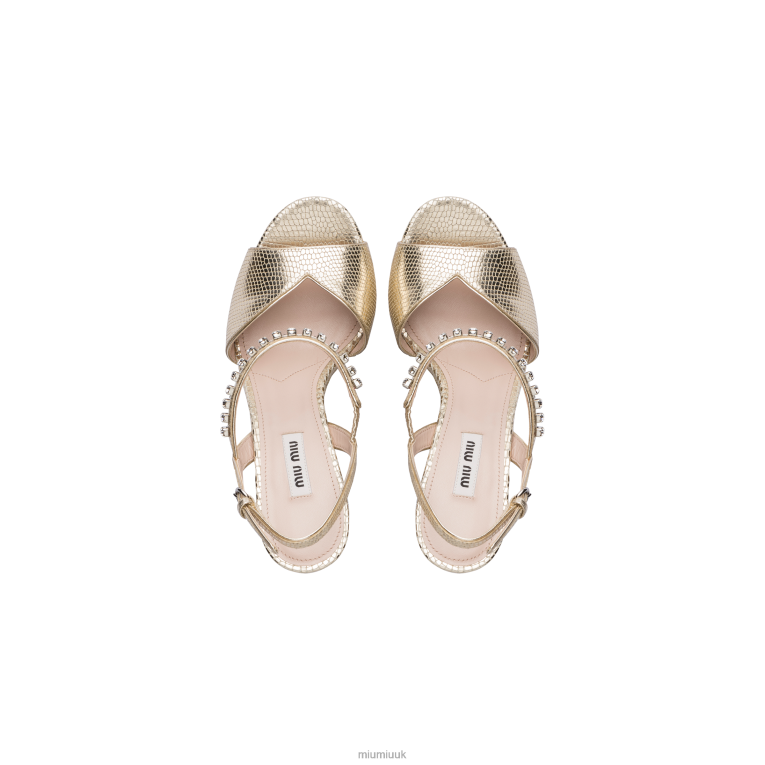 Shoes Lizard-print Leather Platform Sandals Miu Miu XH28Z241 Pyrite