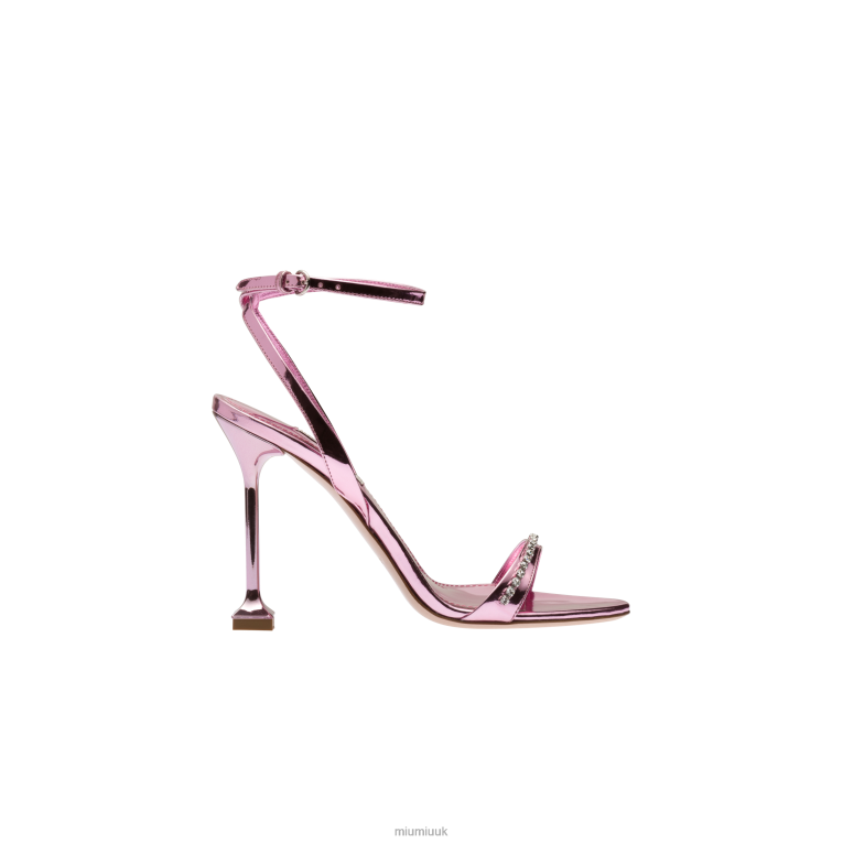 Shoes Metallic Leather Sandals Miu Miu XH28Z259 Pink
