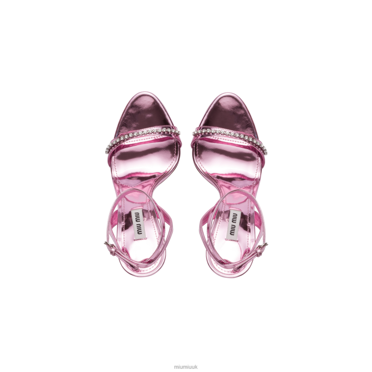 Shoes Metallic Leather Sandals Miu Miu XH28Z259 Pink