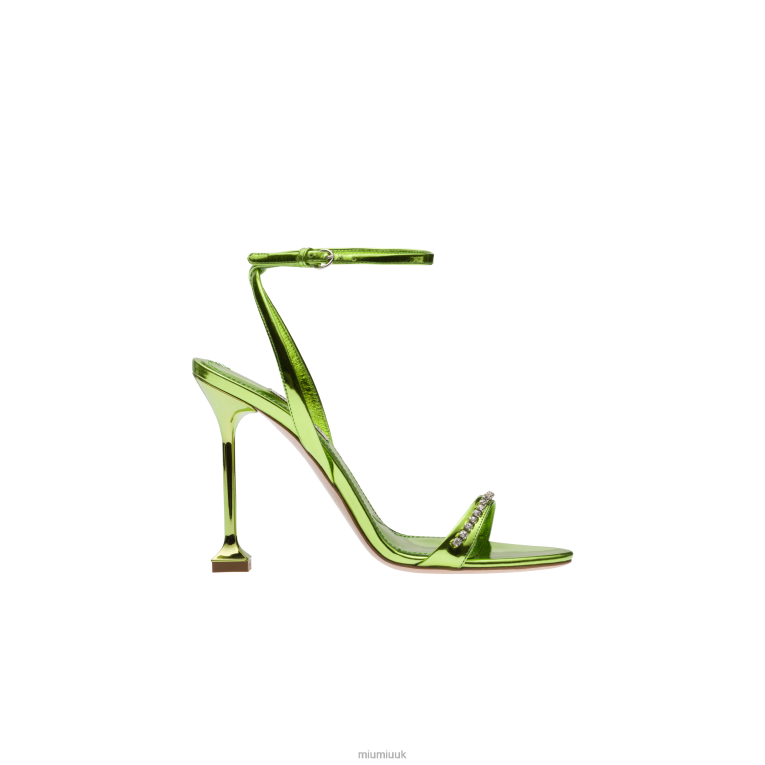 Shoes Metallic Leather Sandals Miu Miu XH28Z260 Fern Green