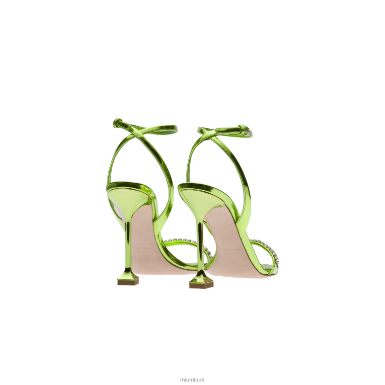 Shoes Metallic Leather Sandals Miu Miu XH28Z260 Fern Green