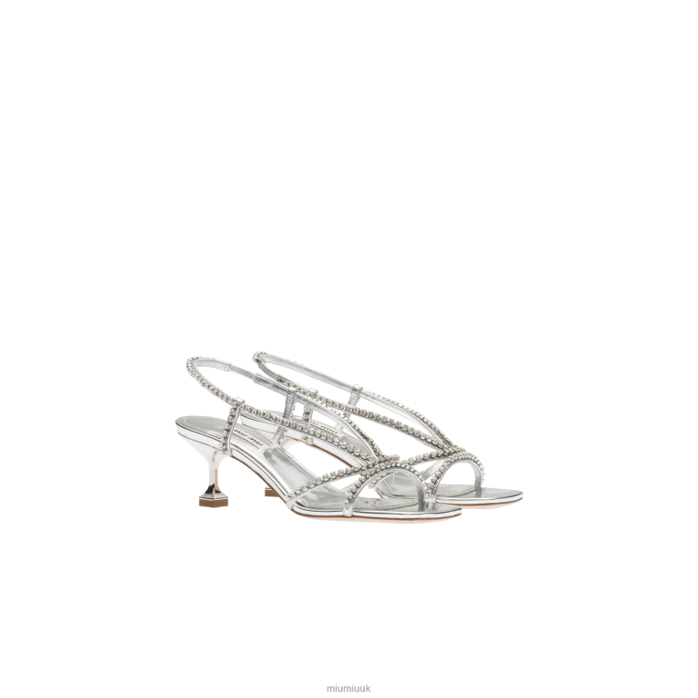Shoes Metallic Leather Sandals Miu Miu XH28Z265 Silver
