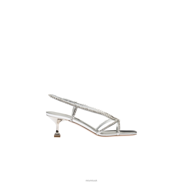 Shoes Metallic Leather Sandals Miu Miu XH28Z265 Silver