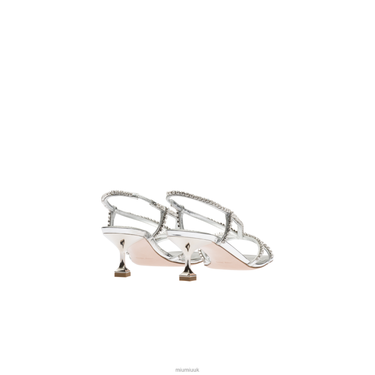 Shoes Metallic Leather Sandals Miu Miu XH28Z265 Silver