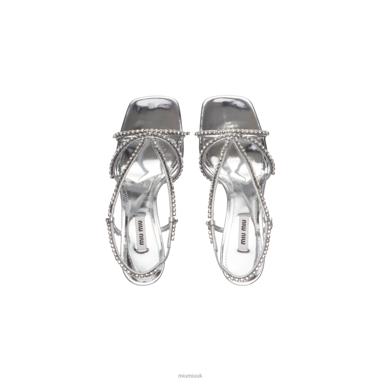 Shoes Metallic Leather Sandals Miu Miu XH28Z265 Silver