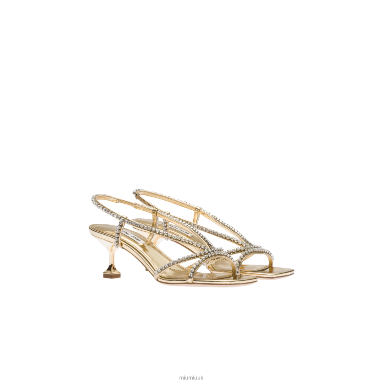 Shoes Metallic Leather Sandals Miu Miu XH28Z266 Platinum