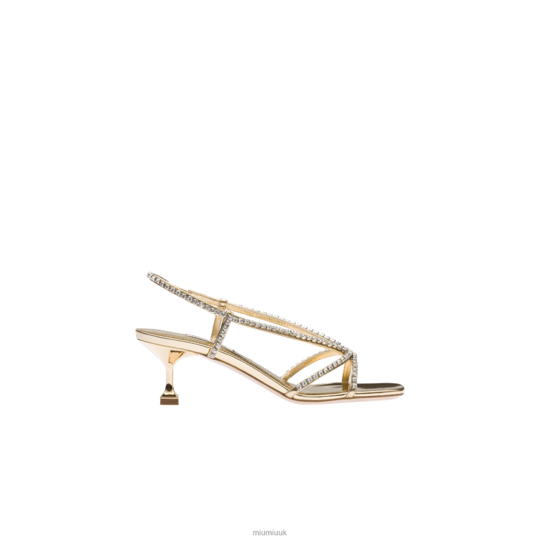 Shoes Metallic Leather Sandals Miu Miu XH28Z266 Platinum