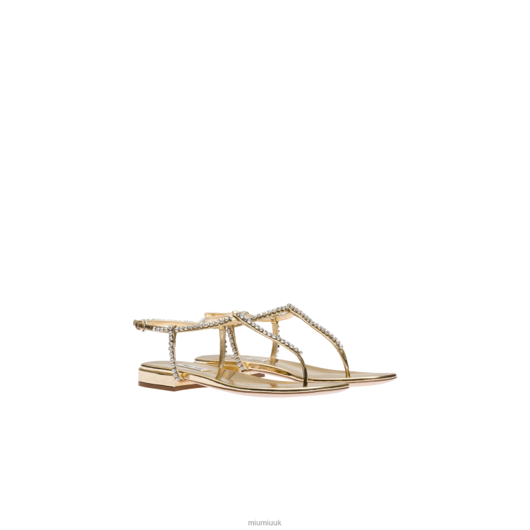 Shoes Metallic Leather Thong Sandals Miu Miu XH28Z267 Platinum