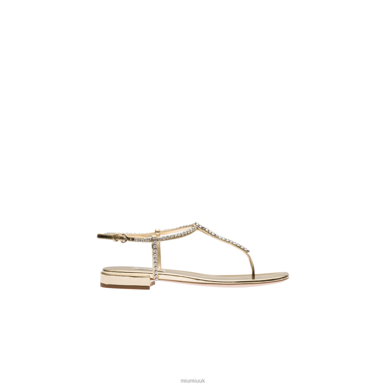 Shoes Metallic Leather Thong Sandals Miu Miu XH28Z267 Platinum