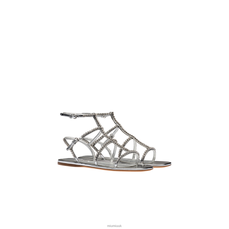 Shoes Metallic Technical Fabric Sandals Miu Miu XH28Z261 Silver