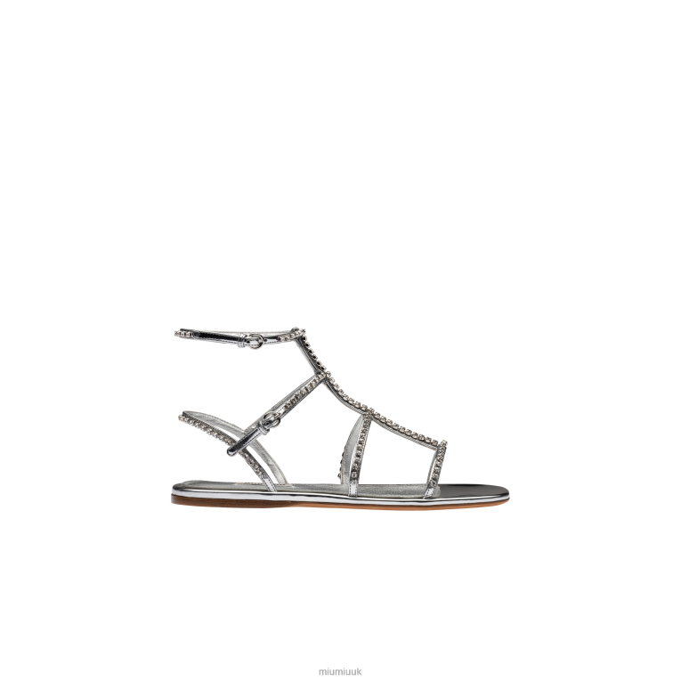 Shoes Metallic Technical Fabric Sandals Miu Miu XH28Z261 Silver