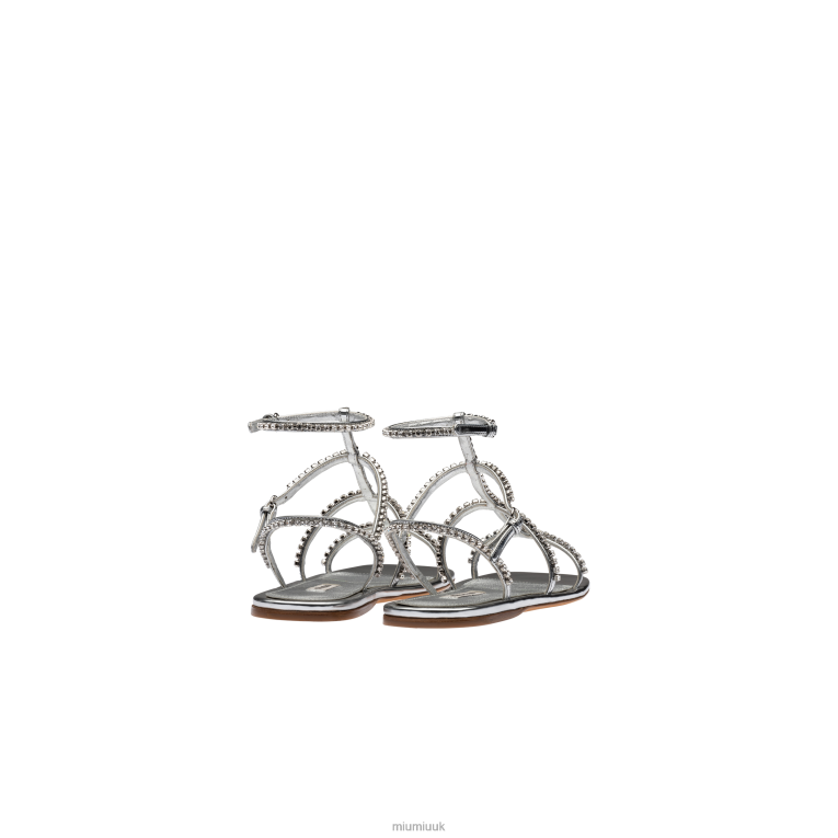 Shoes Metallic Technical Fabric Sandals Miu Miu XH28Z261 Silver