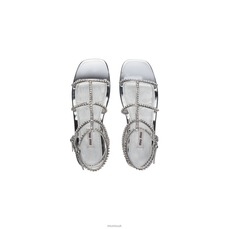 Shoes Metallic Technical Fabric Sandals Miu Miu XH28Z261 Silver
