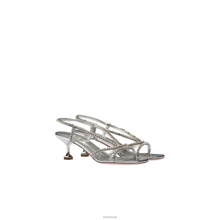 Shoes Metallic Technical Fabric Sandals Miu Miu XH28Z262 Silver