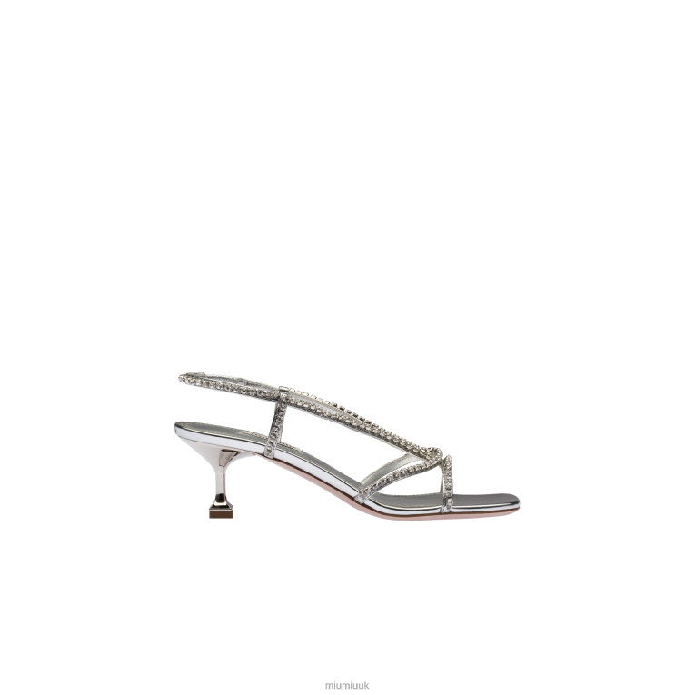 Shoes Metallic Technical Fabric Sandals Miu Miu XH28Z262 Silver