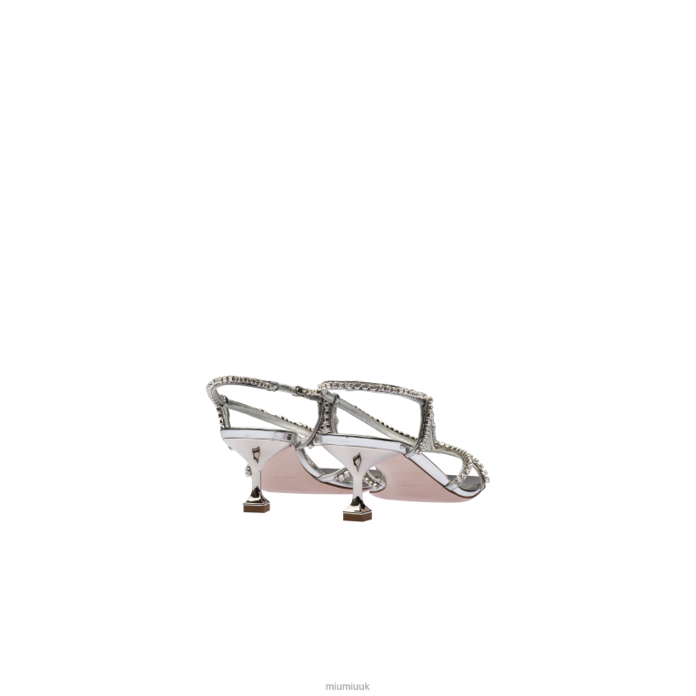 Shoes Metallic Technical Fabric Sandals Miu Miu XH28Z262 Silver