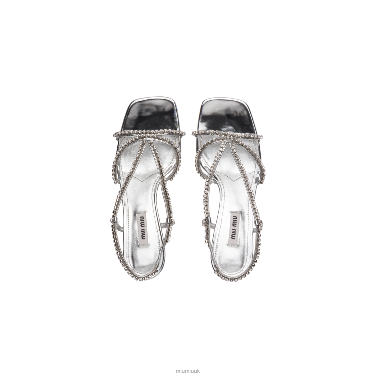 Shoes Metallic Technical Fabric Sandals Miu Miu XH28Z262 Silver