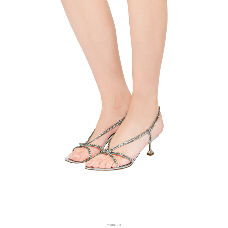 Shoes Metallic Technical Fabric Sandals Miu Miu XH28Z262 Silver