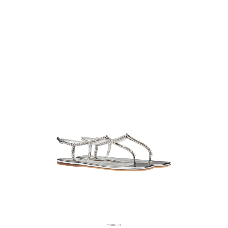 Shoes Metallic Technical Fabric Thong Sandals Miu Miu XH28Z264 Silver