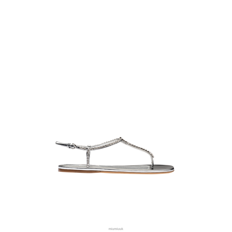 Shoes Metallic Technical Fabric Thong Sandals Miu Miu XH28Z264 Silver