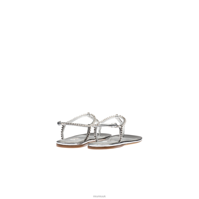 Shoes Metallic Technical Fabric Thong Sandals Miu Miu XH28Z264 Silver