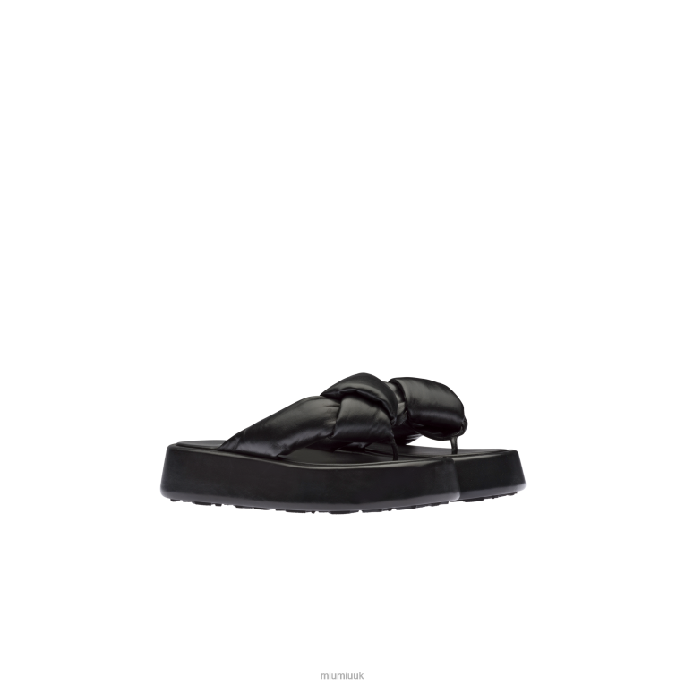 Shoes Padded Mordore Nappa Leather Thong Sandals Miu Miu XH28Z272 Black