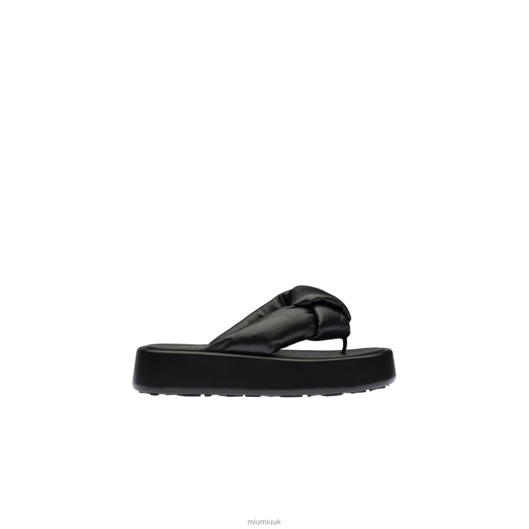 Shoes Padded Mordore Nappa Leather Thong Sandals Miu Miu XH28Z272 Black