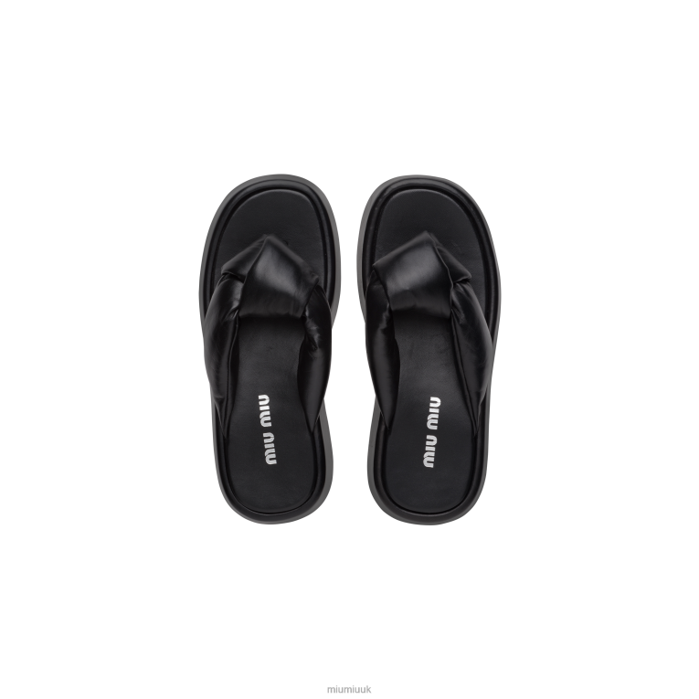 Shoes Padded Mordore Nappa Leather Thong Sandals Miu Miu XH28Z272 Black