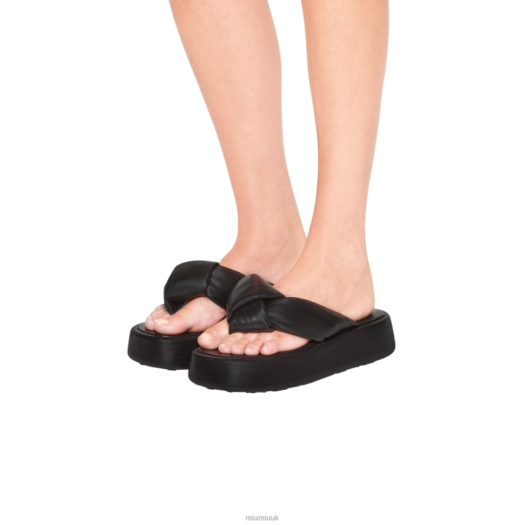 Shoes Padded Mordore Nappa Leather Thong Sandals Miu Miu XH28Z272 Black