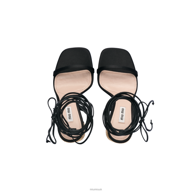 Shoes Patent Leather And Glitter Sandals Miu Miu XH28Z237 Black/Slate Gray