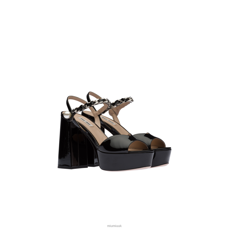 Shoes Patent Leather Platform Sandals Miu Miu XH28Z242 Black
