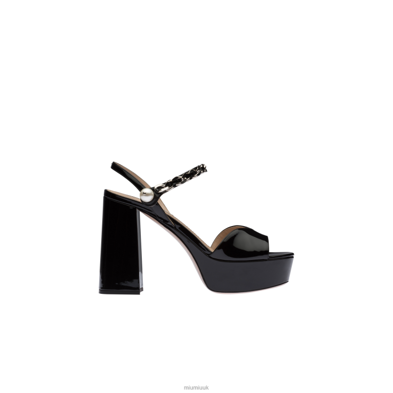 Shoes Patent Leather Platform Sandals Miu Miu XH28Z242 Black