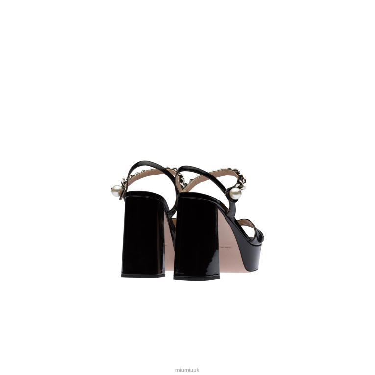 Shoes Patent Leather Platform Sandals Miu Miu XH28Z242 Black