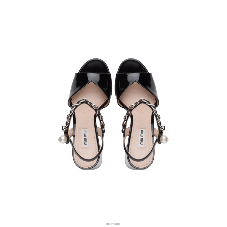 Shoes Patent Leather Platform Sandals Miu Miu XH28Z242 Black