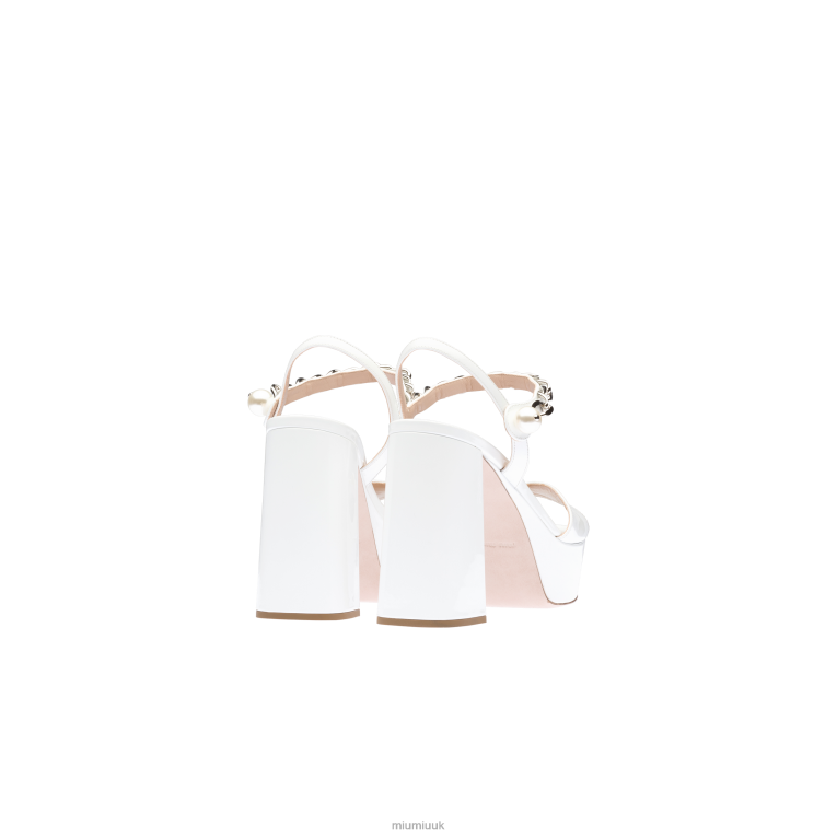 Shoes Patent Leather Platform Sandals Miu Miu XH28Z243 White