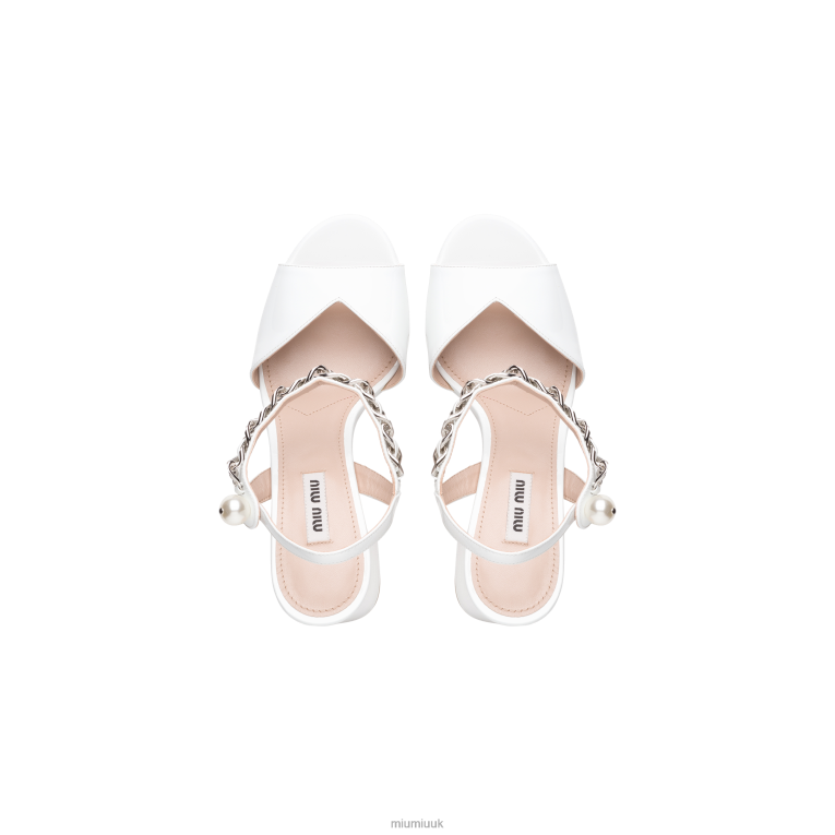 Shoes Patent Leather Platform Sandals Miu Miu XH28Z243 White