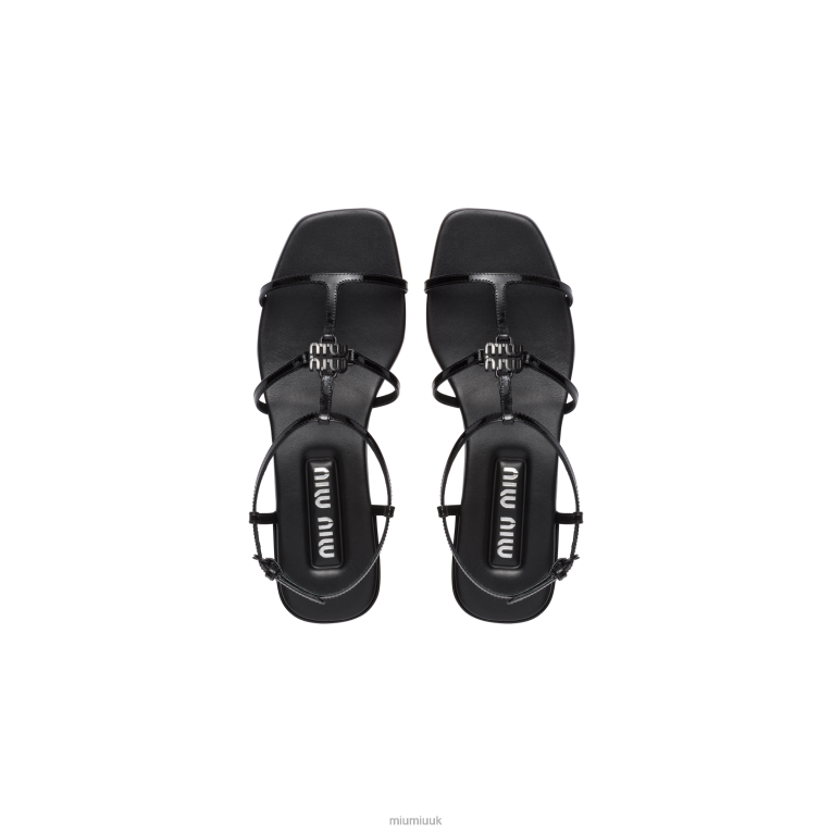 Shoes Patent Leather Sandals Miu Miu XH28Z209 Black