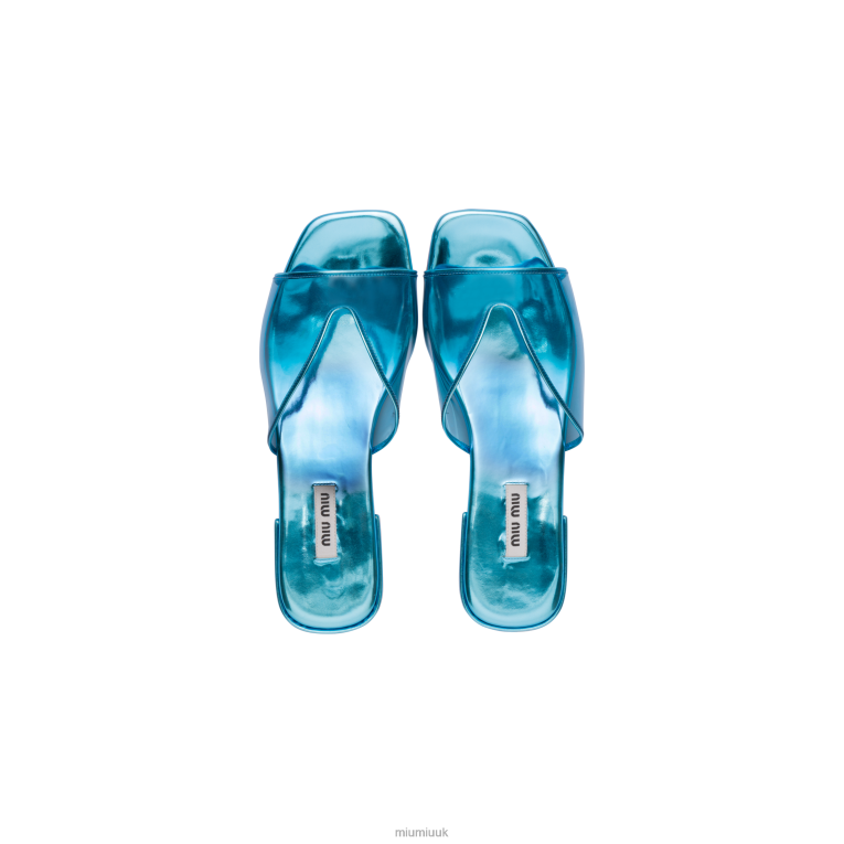 Shoes Plexiglas And Metallic Leather Sandals Miu Miu XH28Z244 Light Blue