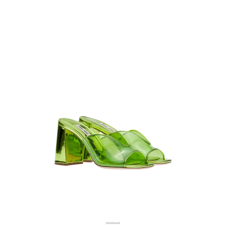 Shoes Plexiglas And Metallic Leather Sandals Miu Miu XH28Z246 Fern Green