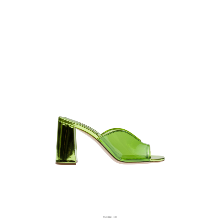 Shoes Plexiglas And Metallic Leather Sandals Miu Miu XH28Z246 Fern Green