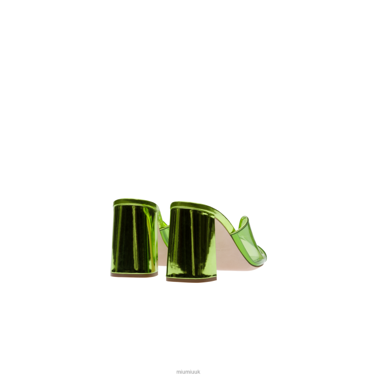 Shoes Plexiglas And Metallic Leather Sandals Miu Miu XH28Z246 Fern Green