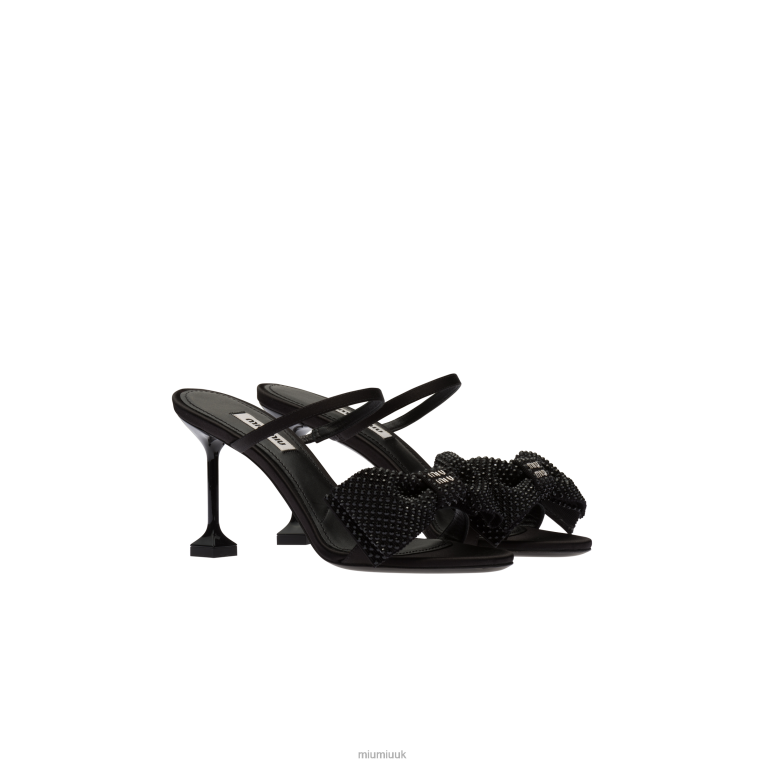 Shoes Satin Bow Sandals Miu Miu XH28Z250 Black