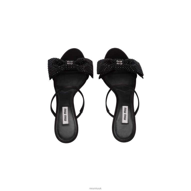 Shoes Satin Bow Sandals Miu Miu XH28Z250 Black