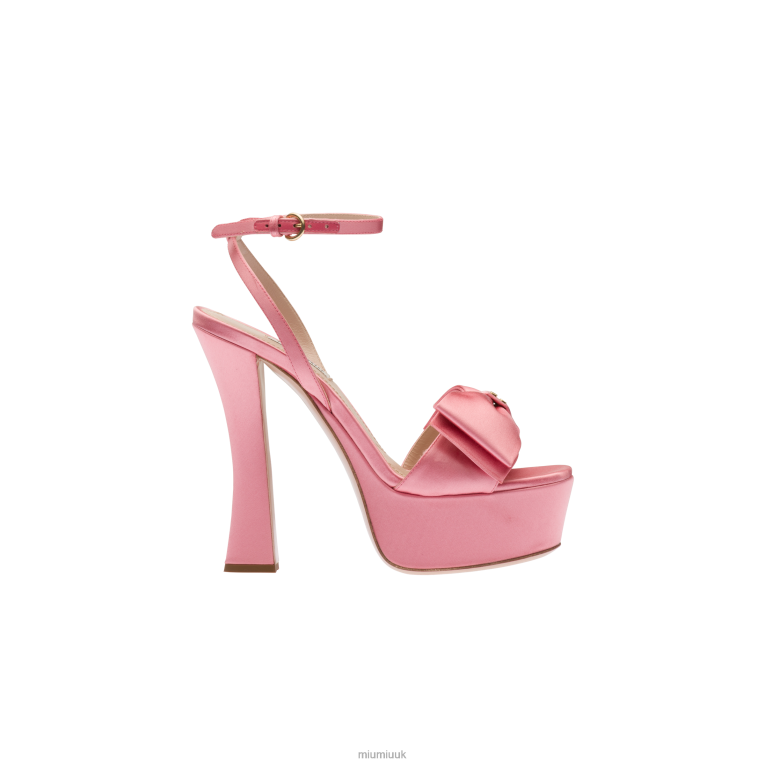 Shoes Satin Platform Sandals Miu Miu XH28Z249 Geranium Pink