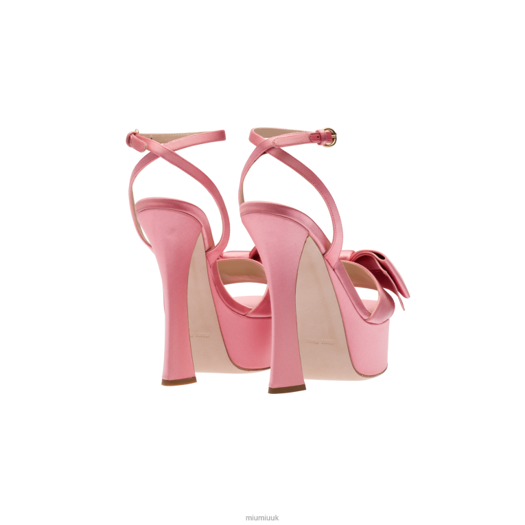 Shoes Satin Platform Sandals Miu Miu XH28Z249 Geranium Pink