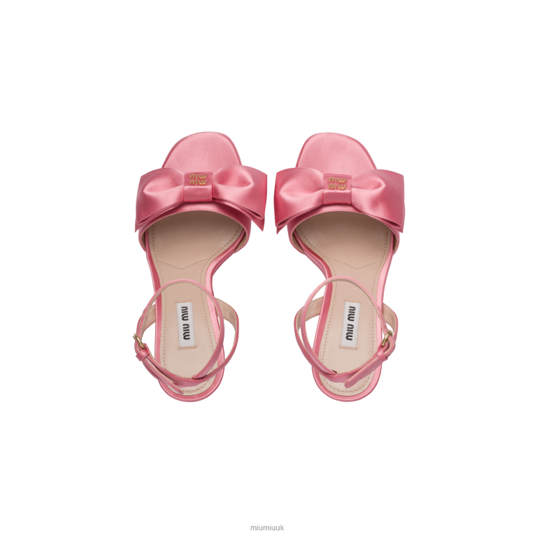 Shoes Satin Platform Sandals Miu Miu XH28Z249 Geranium Pink
