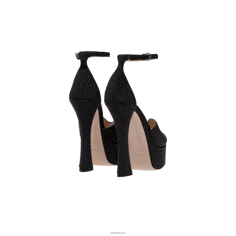 Shoes Satin Platform Sandals With Crystals Miu Miu XH28Z231 Black