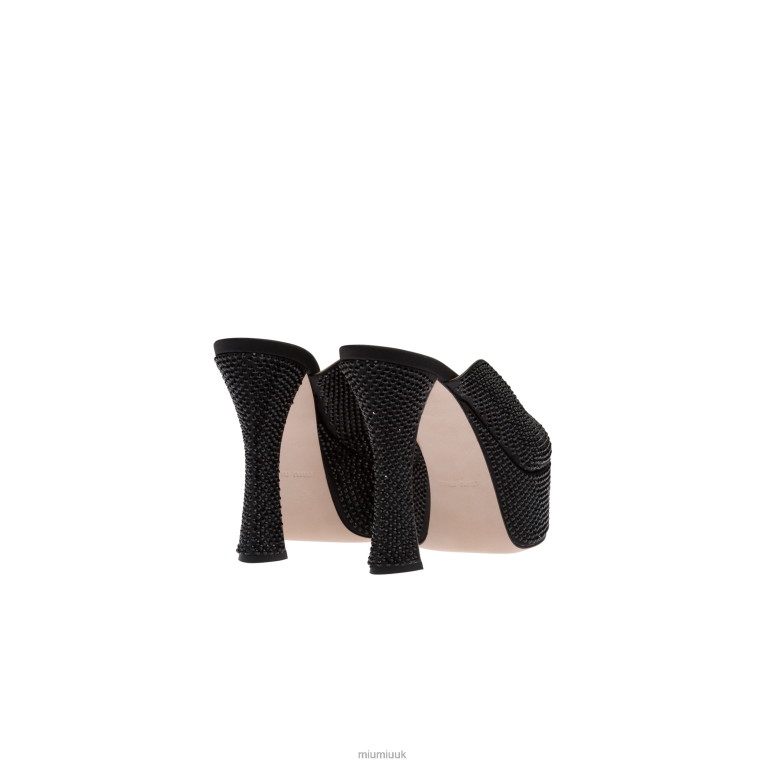 Shoes Satin Platform Sandals With Crystals Miu Miu XH28Z235 Black