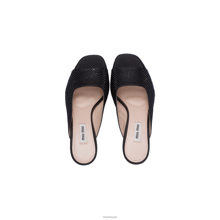 Shoes Satin Platform Sandals With Crystals Miu Miu XH28Z235 Black