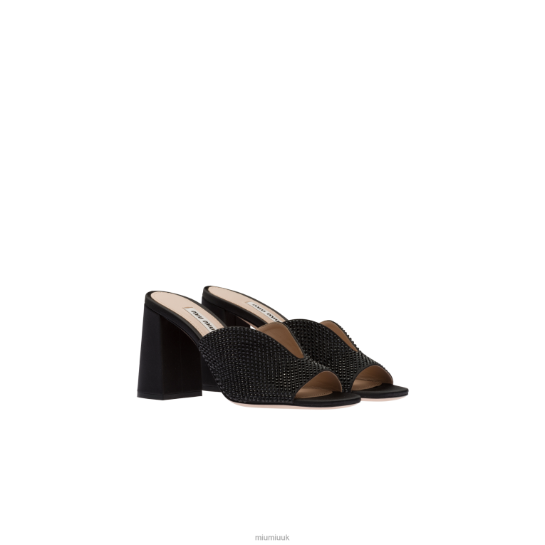 Shoes Satin Sandals With Crystals Miu Miu XH28Z233 Black